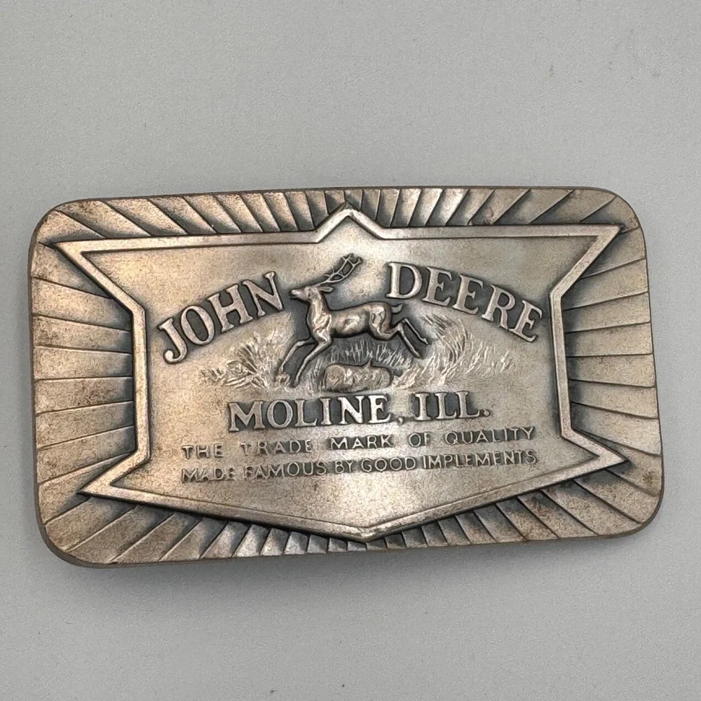John Deere Vintage Belt Buckle 1984 Historical 1936 Trademark Moline Illinois